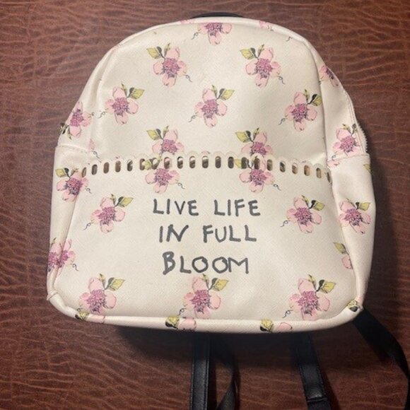 Betsey Johnson Floral Mini Backpack Live Life in Full Bloom Bag Pink White - Picture 1 of 4